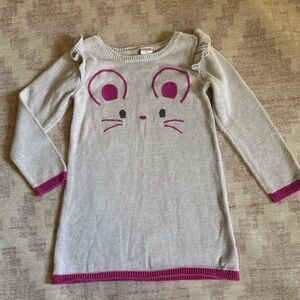 Gymboree Girls Beige Sweater Dress with Pink Mouse Face and Tail Accents size 4T